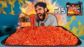 RETO DE LOS NOODLES MÁS PICANTES DEL MUNDO 15 EXTREME SPICY NOODLE CHALLENGE [upl. by Ocsisnarf]