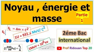 noyau énergie et masse cours 2 nucléaire 2 bac pcsvtsm partie 1 [upl. by Skillern]