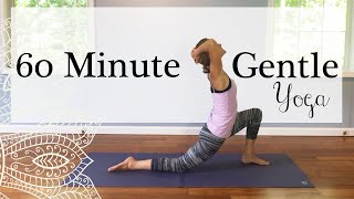 60 MINUTE GENTLE YOGA  full class for all levels great for seniors and beginners [upl. by Bridwell]