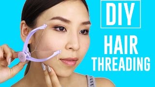 At Home DIY Hair Threading  TINA TRIES IT [upl. by Anele]