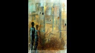 Abstract Painting Tutorial  Abstrakte Acrylmalerei Collage [upl. by Aninad407]