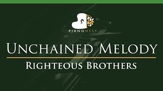 Righteous Brothers  Unchained Melody  LOWER Key Piano Karaoke  Sing Along [upl. by Orgel]