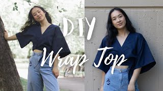 DIY Kimono Sleeve Wrap Top  EASY Sewing Tutorial [upl. by Kono]