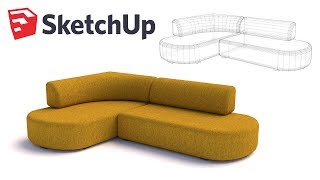 Living room Sofa 3D modeling  Sketchup tutorial timelapse [upl. by Tremaine]