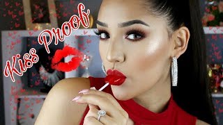 Kiss Proof Valentines Day Makeup  Red Lip [upl. by Oby]