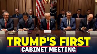 President Donald Trumps first Cabinet meeting Elon Musk DOGE USA America Federal Workers [upl. by Netaf]