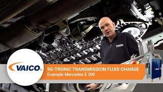 9GTRONIC transmission fluid change on Mercedes Benz E 300  EXPERT KITS V302377 XXL [upl. by Remmos]