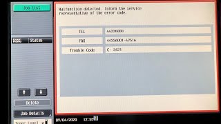 how to reset Trouble Code c3421 bizhub 283363423 [upl. by Hsejar181]
