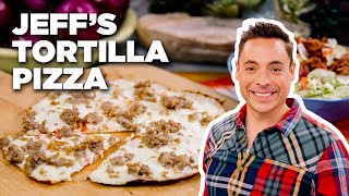 Crispy Tortilla Pizza with Jeff Mauro  The Kitchen  Food Network [upl. by Castra]