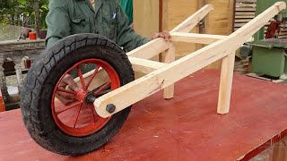 Woodworking Project Combined With Old Moto Wheel  How To Make The Easiest wheelbarrow  DIY [upl. by Jaye]