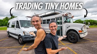 WE TRADED TINY HOMES FOR 24 HOURS van life vs bus life [upl. by Ailisab]