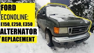 ALTERNATOR REPLACEMENT FORD ECONOLINE E150 E250 E350 all models tricks amp tips [upl. by Ellebana]