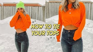 6 WAYS TO TUCK AND TIE YOUR TOPS ☆ oversized tee’s sweaters etc [upl. by Bernj]