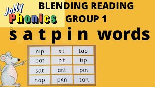 JOLLY PHONICS blending group 1  Sounding blending reading satpin words ukg lkg grade 1 [upl. by Brookes]