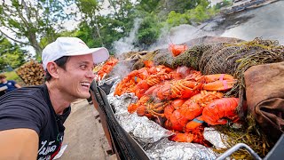 New England HUGE CLAMBAKE 298 Lobsters Clams Corn on Cabbage Island [upl. by Isiah]