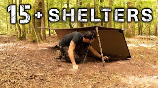 15 Shelters with a Tarp  Camping amp Bushcraft [upl. by Yanarp]