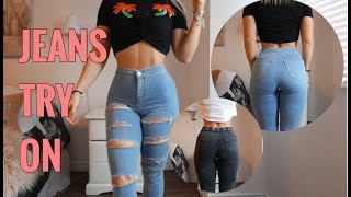 JEANS TRY ON  TOPSHOP amp FASHION NOVA [upl. by Nnyledam67]