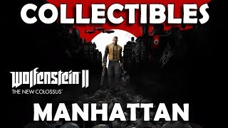 Wolfenstein 2 The New Colossus  Manhattan Collectible Locations Gold Art Cards Records Toys [upl. by Desmond]