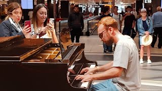 BOHEMIAN RHAPSODY Piano Performance at Rome Airport Passengers are shocked 😮 [upl. by Darsie]