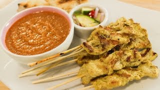 Thai Pork Satay amp Peanut Sauce Recipe หมูสะเต๊ะ  Hot Thai Kitchen [upl. by Aimerej]