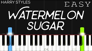 Harry Styles  Watermelon Sugar  EASY Piano Tutorial [upl. by Fortunna995]