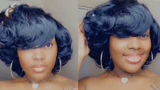 NO LEAVE OUT Silk Press QUICK WEAVE Tutorial on Natural Hair Quick Weave Bob [upl. by Aivataj924]