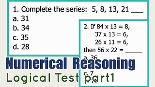 Part1 Logical Test  NUMERICAL REASONING [upl. by Klecka]