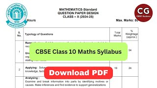 CBSE Class 10 Maths Syllabus for 202425 Download PDF [upl. by Razal685]