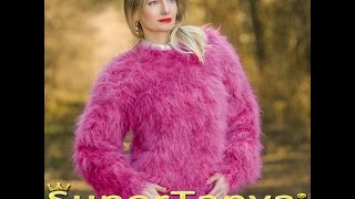 Fuzzy pink handmade mohair sweater by SuperTanya [upl. by Sucramel]