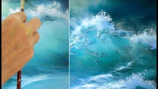 Malen mit Acryl Blaue Welle Painting with acrylic blue wave ocean [upl. by Edson768]