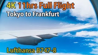 Full flight video Tokyo Haneda to Frankfurt LH717 B7478 Lufthansa 4K [upl. by Hnao]