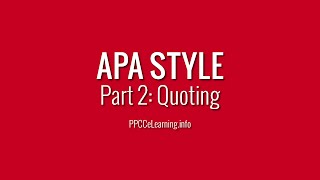 APA Style  Part 2 Quoting [upl. by Oregolac]