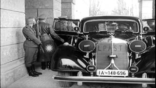 Adolf Hitler and Benito Mussolini greet each other and discuss during a meeting nHD Stock Footage [upl. by Rumpf]