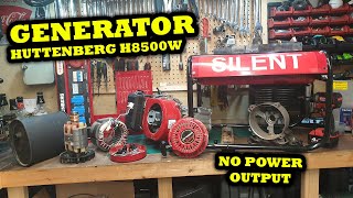 Portable HUTTENBERG H8500W Silent Petrol Generator No Power Output  AVR  Brushes TEARDOWN HOW TO [upl. by Aglo]