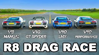 Audi R8 generations 20062019 DRAG RACE [upl. by Emilee]