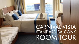 Carnival Vista Standard Balcony Room Tour Stateroom 6353 [upl. by Neelcaj403]