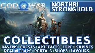 God of War  Northri Stronghold All Collectible Locations Ravens Chests Artefacts Shrines [upl. by Atikihc]