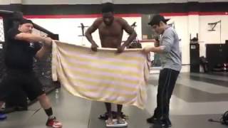 Aljamain Sterling Makes Fun of Daniel Cormier Towel WeighIn [upl. by Aleakim741]