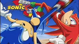 Sonic and Knuckles Fight While Eggman Tries to Steal Chaos Emerald  Sonic X [upl. by Claudie]