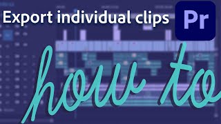 How to export timeline as individual clips in Premiere Pro [upl. by Nelyag729]