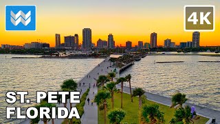 4K St Pete Pier in St Petersburg Florida USA  Sunset Walking Tour Vlog amp Vacation Travel Guide [upl. by Eirene]