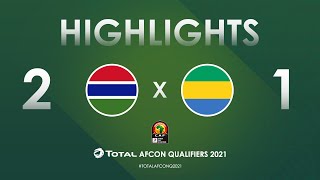 HIGHLIGHTS  Total AFCON Qualifiers 2021  Round 4  Group D Gambia 21 Gabon [upl. by Ellivro424]