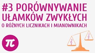 Porównywanie ułamków zwykłych o różnych licznikach i mianownikach 3  Porównywanie ułamków zwykłych [upl. by Norabal786]