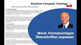 Word Formatvorlagen Überschriften anpassen [upl. by Nyrrat]