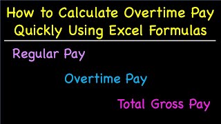 How to Calculate Overtime Pay Quickly Using Excel Formulas [upl. by Arval]