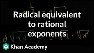 Radical equivalent to rational exponents  Algebra I  Khan Academy [upl. by Hailahk]