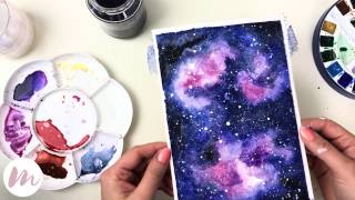 Galaxie malen  MODERNES AQUARELL [upl. by Yeroc398]