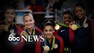 Olympics  US Womens Gymnastics Team Wins Gold [upl. by Nnaira]