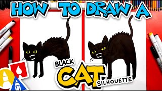 How To Draw A Black Cat Silhouette For Halloween [upl. by Camden646]