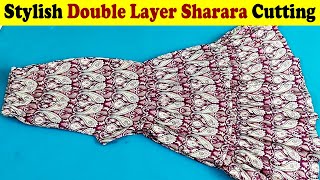 How to make double layer sharara design  Designer Sarara Suit Cutting and Stitching [upl. by Adnoval]